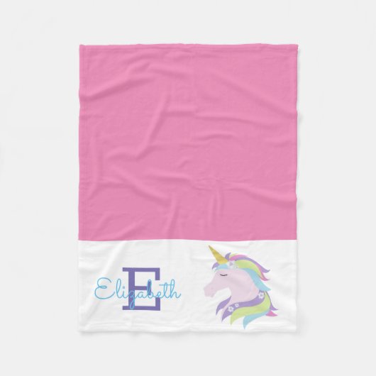 魔法パーソナライズされたのユニコーン フリースブランケット (正面)