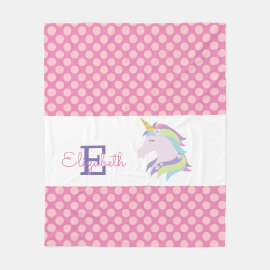 魔法パーソナライズされたのユニコーン フリースブランケット (正面)
