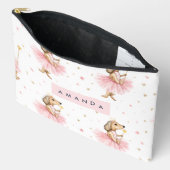 魔法パーソナライズされたの妖精のダッシュント犬ピンク アクセサリーポーチ (見開き)