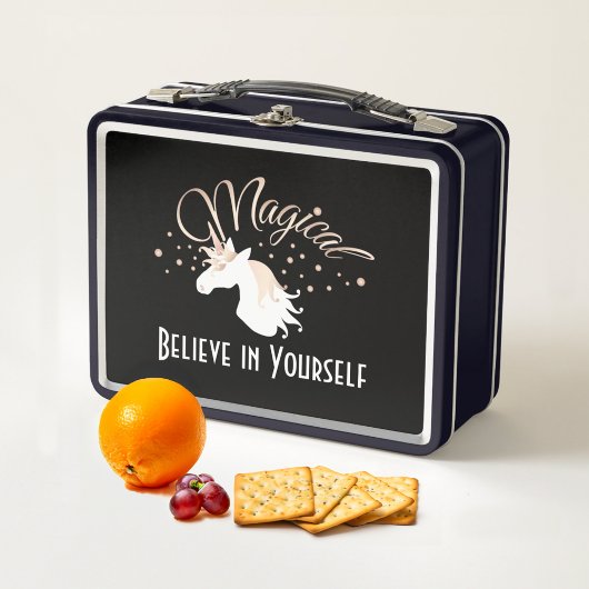 魔法パーソナライズされたモダンのユニコーンの子供たち メタルランチボックス