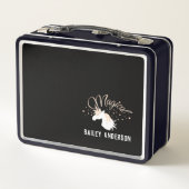 魔法パーソナライズされたモダンのユニコーンの子供たち メタルランチボックス (裏面)