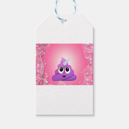 魔法パーソナライズされたユニコーンウンチ絵文字 ギフトタグ (正面)