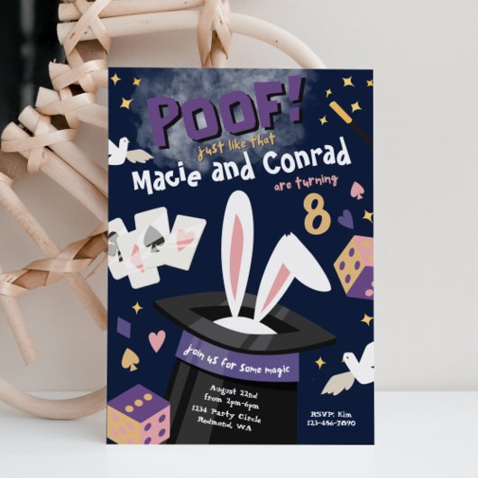 魔法パーティの招待状 |ジョイント誕生日招待状 招待状