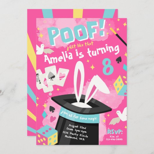 魔法パーティの招待状 |マジシャン招待状 招待状 (正面/裏面)
