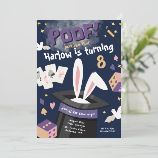 魔法パーティの招待状 |魔法表示誕生日 招待状 (スタンド正面)