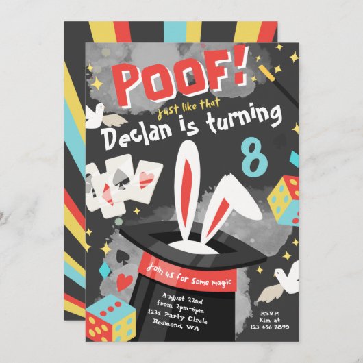 魔法パーティの招待状 |魔法誕生日招待状 招待状 (正面/裏面)