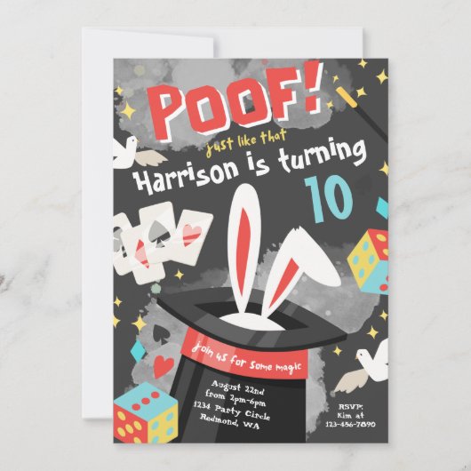 魔法パーティの招待状 |魔法誕生日招待状 招待状 (正面)