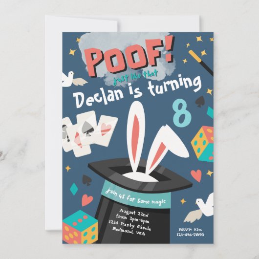 魔法パーティの招待状 |魔法誕生日招待状 招待状 (正面)