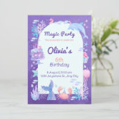 魔法パーティーマーメイドテーマ誕生祝い 招待状 (スタンド正面)