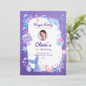 魔法パーティーマーメイドテーマ誕生祝い 招待状 (スタンド正面)