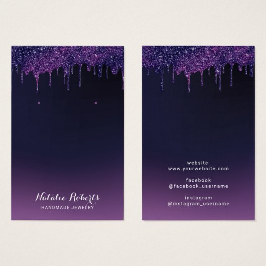 魔法パープルグリッタードリップジュエリーイヤリングディスプレイ (正面&裏面)