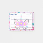 魔法ピンクのユニコーンかわいい背景4" x 3" ポストイット (正面)