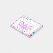 魔法ピンクのユニコーンかわいい背景4" x 3" ポストイット (アングル)