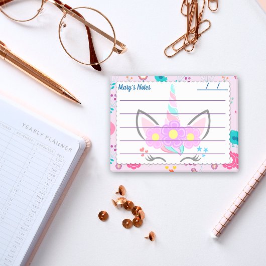 魔法ピンクのユニコーンかわいい背景4" x 3" ポストイット