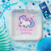 魔法ピンクパープルグリッターユニコーン任意の年齢誕生日 ペーパープレート (パーティー)