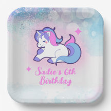 魔法ピンクパープルグリッターユニコーン任意の年齢誕生日