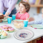 魔法ピンクパープルユニコーンガールズ誕生日 ペーパープレート