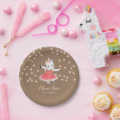 魔法ピンクユニコーンバレリーナガール誕生日 ペーパープレート (パーティー)