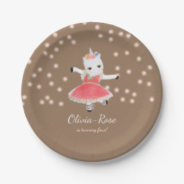 魔法ピンクユニコーンバレリーナガール誕生日 ペーパープレート