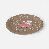 魔法ピンクユニコーンバレリーナガール誕生日 ペーパープレート (アングル)