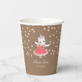 魔法ピンクユニコーンバレリーナガール誕生日 紙コップ (裏面)