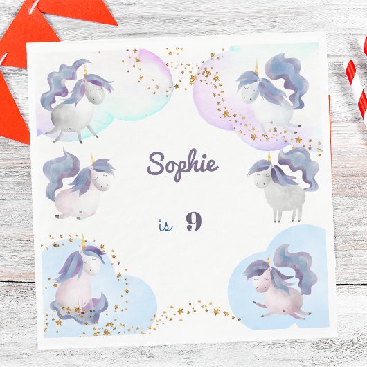 魔法ファンタジーユニコーン子供の誕生日 スタンダードランチョンナプキン