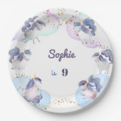 魔法ファンタジーユニコーン子供の誕生日 ペーパープレート (正面)