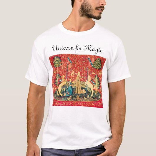 魔法ファンタジー花動物の女性とユニコーン Tシャツ (正面)