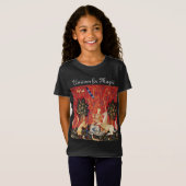 魔法ファンタジー花動物の女性とユニコーン Tシャツ (正面フル)