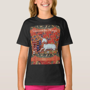 魔法ファンタジー花動物用ユニコーン Tシャツ