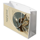 魔法フェアリーのシルエット子供の誕生日 ラージペーパーバッグ (裏面アングル)