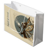 魔法フェアリーのシルエット子供の誕生日 ラージペーパーバッグ (正面アングル)