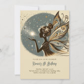 魔法フェアリーのシルエット子供の誕生日 招待状 (正面)