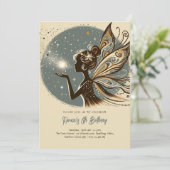 魔法フェアリーのシルエット子供の誕生日 招待状 (スタンド正面)