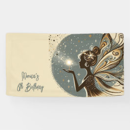 魔法フェアリーのシルエット子供の誕生日 横断幕