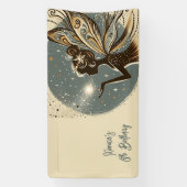 魔法フェアリーのシルエット子供の誕生日 横断幕 (縦)