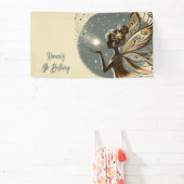 魔法フェアリーのシルエット子供の誕生日 横断幕 (インサイチュ)