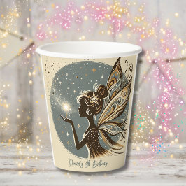 魔法フェアリーのシルエット子供の誕生日 紙コップ
