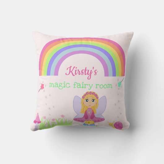 魔法フェアリープリンセス |女パーソナライズされたの子の寝室 クッション (裏面)