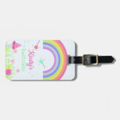 魔法フェアリーレインボー |パーソナライズされたキッズ/ガール ラゲッジタグ (正面横)
