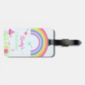 魔法フェアリーレインボー |パーソナライズされたキッズ/ガール ラゲッジタグ (裏面横)