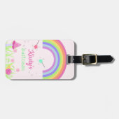 魔法フェアリーレインボー |パーソナライズされた子供/女の子 ラゲッジタグ (正面横)