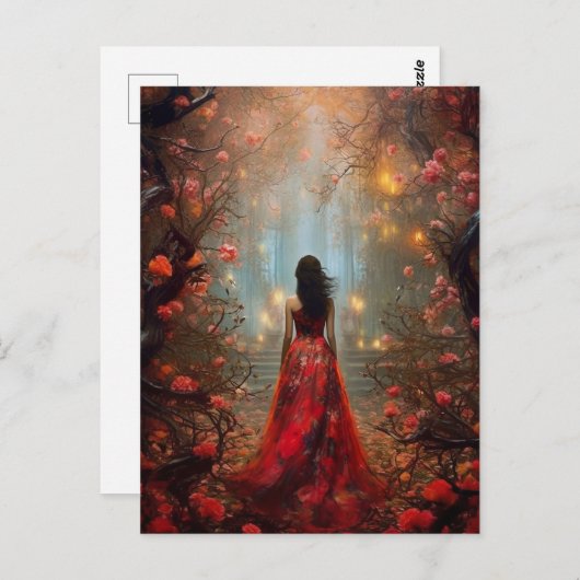 魔法フォレストガールファンタジーアートポストカード ポストカード (正面/裏面)