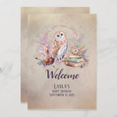 魔法フクロウウェルカムベビーシャワー 招待状 (正面/裏面)