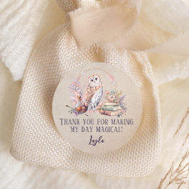 魔法フクロウガールウィザードサンキュークラシック ラウンドシール