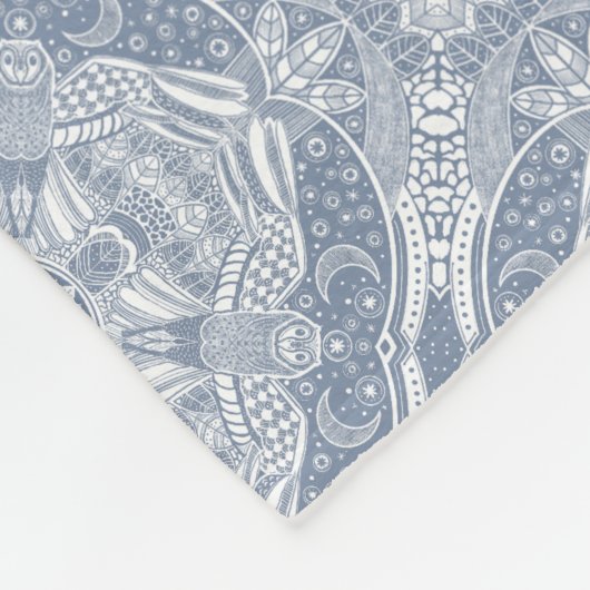 魔法フクロウ曼荼羅 フリースブランケット (角)