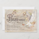 魔法フクロウ魔法魔女おとぎ話ベイビーシャワー 招待状 (正面)