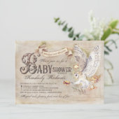 魔法フクロウ魔法魔女おとぎ話ベイビーシャワー 招待状 (スタンド正面)