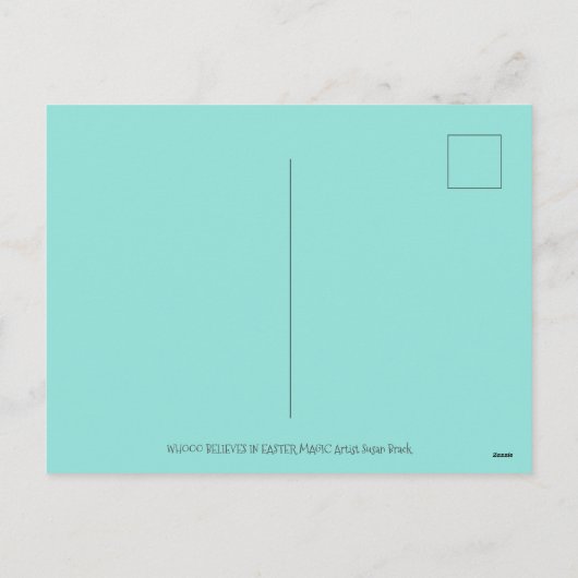 魔法フクロウ&イースターバスケッお洒落ト、フォークアートバード シーズンポストカード (裏面)