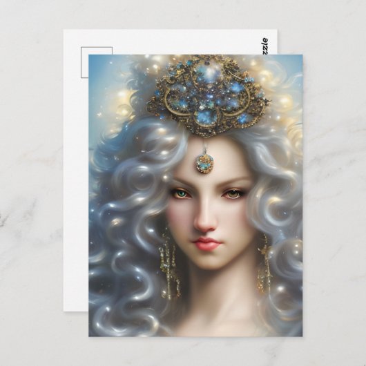 魔法フル素晴らし顔ホワイトローアリングライオンロング ポストカード (正面/裏面)